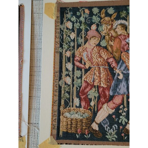 Set Of 2 Vintage Tapestry Country French Wall Art for Framing Parisian Art - Picture 4 of 6